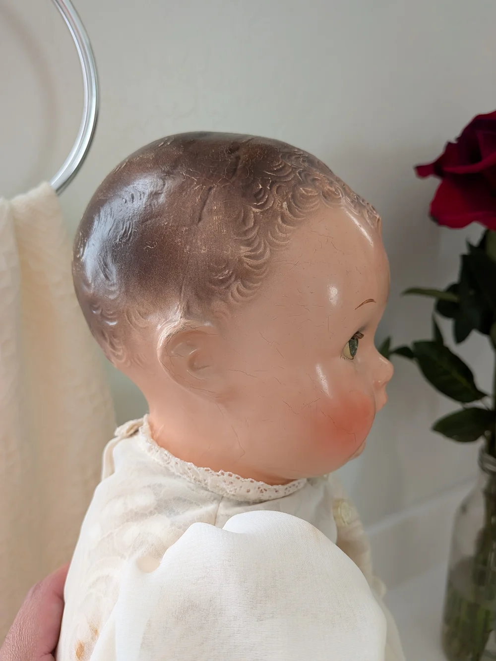 Vintage Ideal Doll No. 20 Composition Baby Doll Sleep Eyes Molded Hair